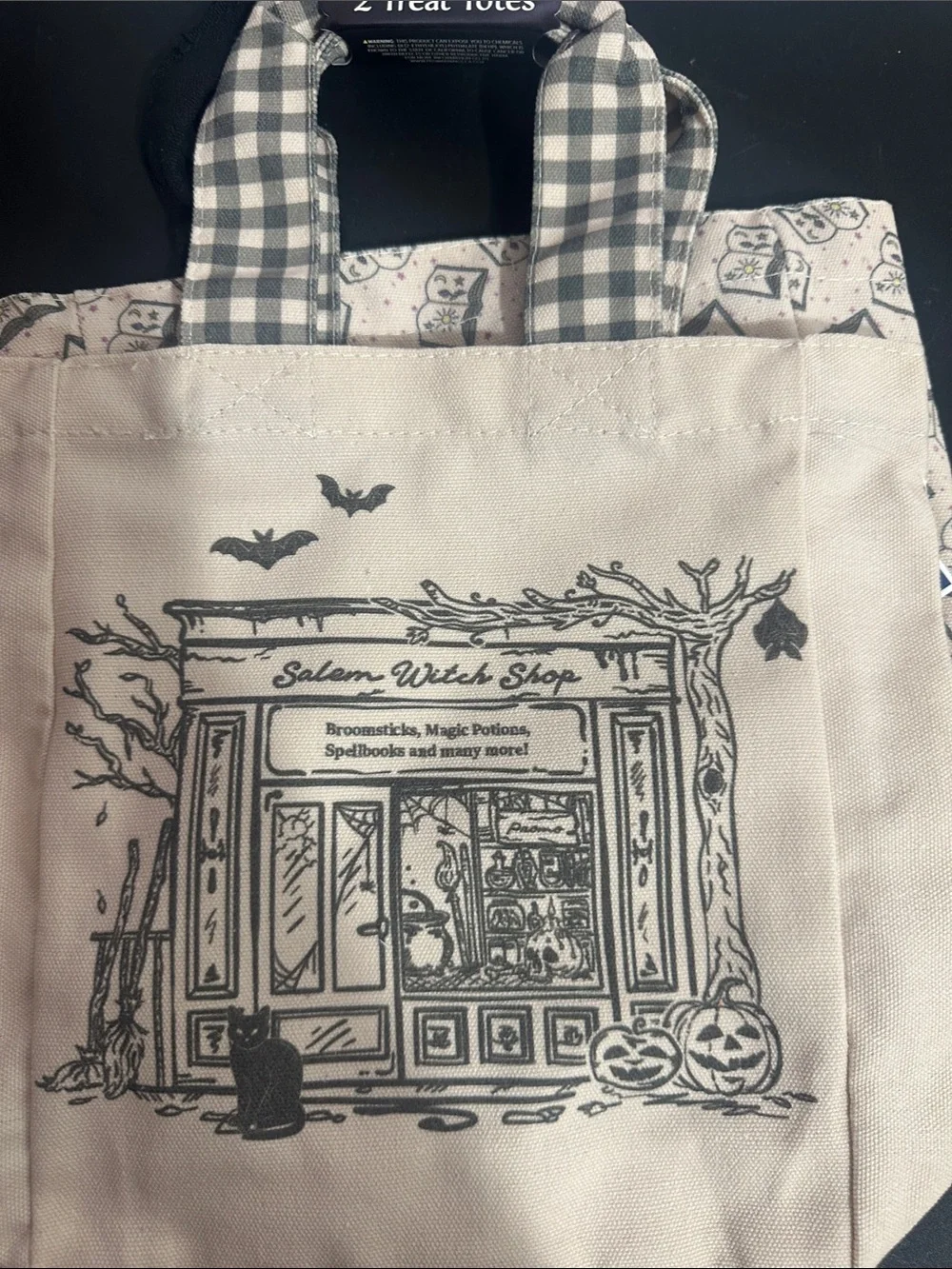 Halloween set of 2 mini canvas treat totes